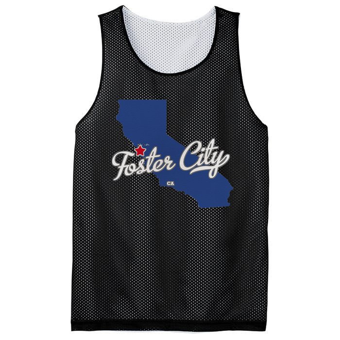 Foster City California CA Map Mesh Reversible Basketball Jersey Tank