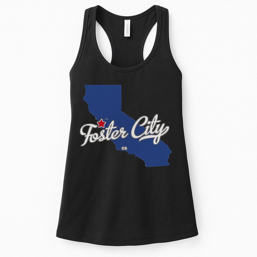 Foster City California CA Map Womens Tank Top