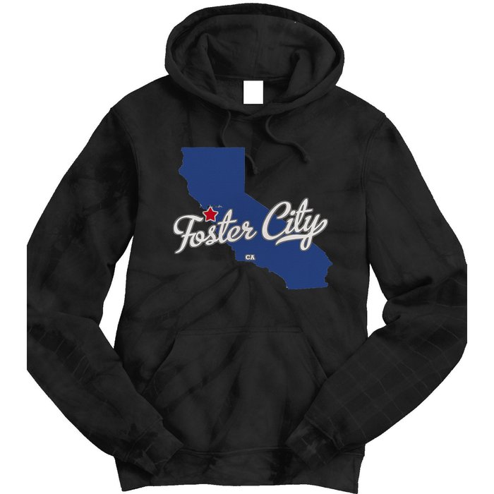 Foster City California CA Map Tie Dye Hoodie