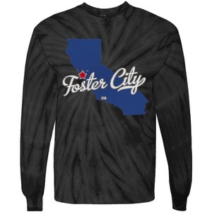 Foster City California CA Map Tie-Dye Long Sleeve Shirt