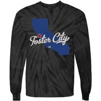 Foster City California CA Map Tie-Dye Long Sleeve Shirt