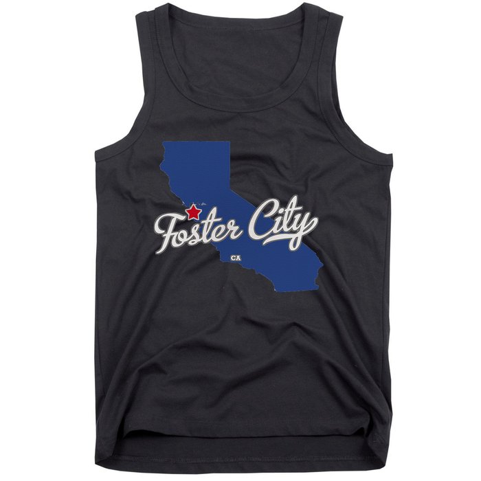 Foster City California CA Map Tank Top