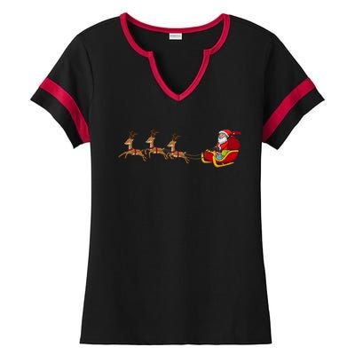 Father Christmas Comes To You At Christmas Gift Ladies Halftime Notch Neck Tee