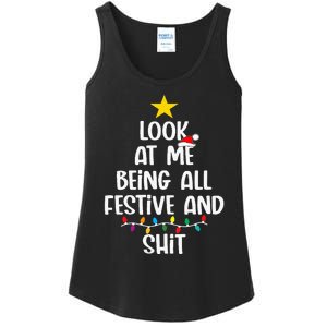 Funny Cat Christmas Look At Me Being All Festive Shit Xmas Ladies Essential Tank