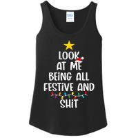 Funny Cat Christmas Look At Me Being All Festive Shit Xmas Ladies Essential Tank