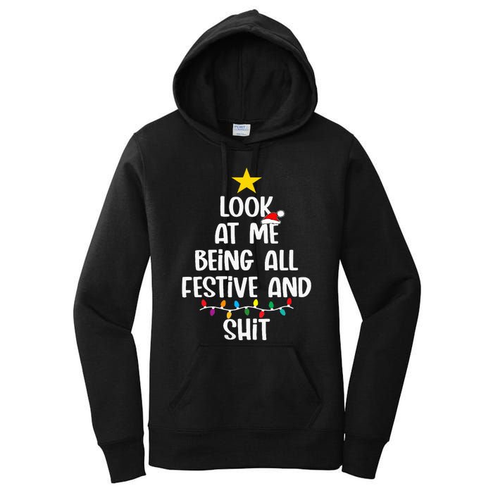 Funny Cat Christmas Look At Me Being All Festive Shit Xmas Women's Pullover Hoodie