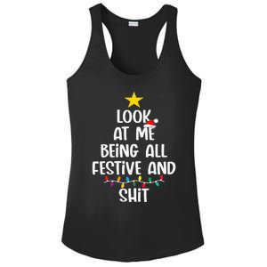 Funny Cat Christmas Look At Me Being All Festive Shit Xmas Ladies PosiCharge Competitor Racerback Tank