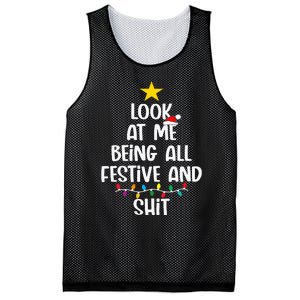 Funny Cat Christmas Look At Me Being All Festive Shit Xmas Mesh Reversible Basketball Jersey Tank