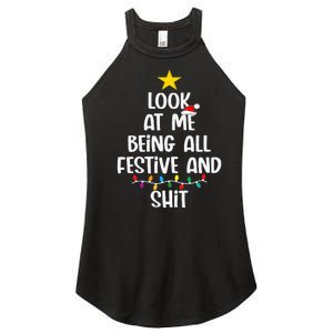 Funny Cat Christmas Look At Me Being All Festive Shit Xmas Women's Perfect Tri Rocker Tank