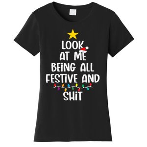 Funny Cat Christmas Look At Me Being All Festive Shit Xmas Women's T-Shirt