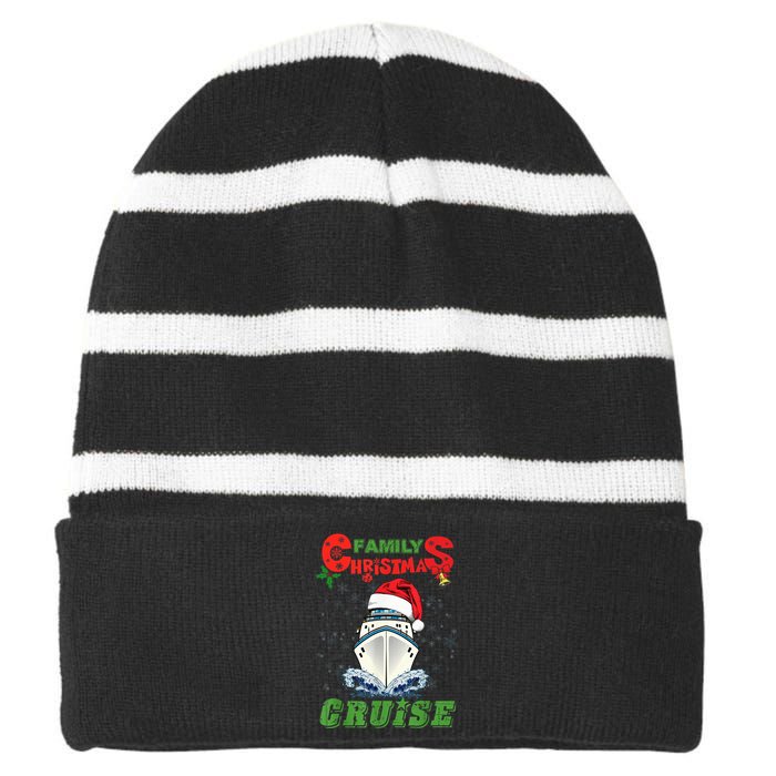 Family Christmas Cruise , Wo, Girls and Boy Sailing Striped Beanie with Solid Band