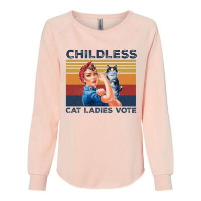 Funny Cat Childless Cat Ladies Vote The Riveter Retro Womens California Wash Sweatshirt