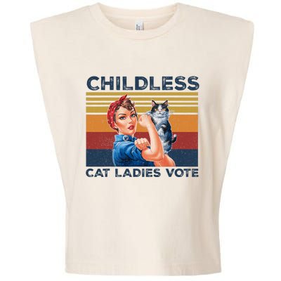 Funny Cat Childless Cat Ladies Vote The Riveter Retro Garment-Dyed Women's Muscle Tee