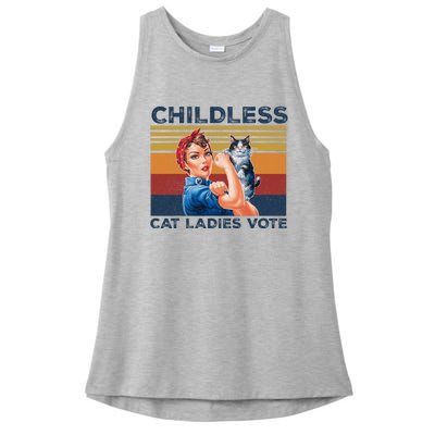 Funny Cat Childless Cat Ladies Vote The Riveter Retro Ladies PosiCharge Tri-Blend Wicking Tank