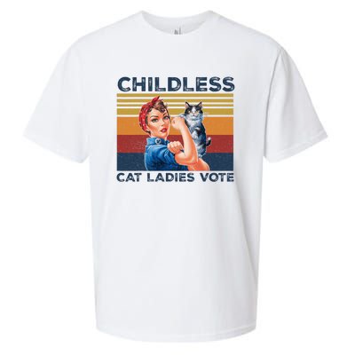 Funny Cat Childless Cat Ladies Vote The Riveter Retro Sueded Cloud Jersey T-Shirt