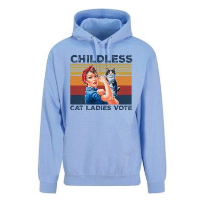 Funny Cat Childless Cat Ladies Vote The Riveter Retro Unisex Surf Hoodie