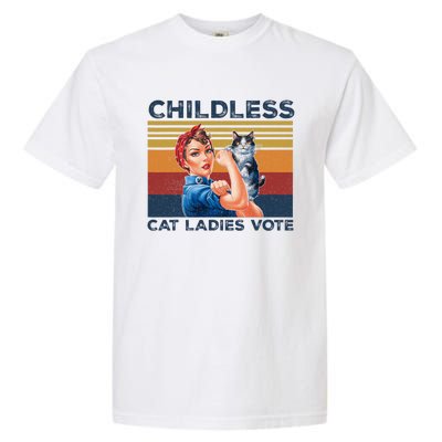 Funny Cat Childless Cat Ladies Vote The Riveter Retro Garment-Dyed Heavyweight T-Shirt