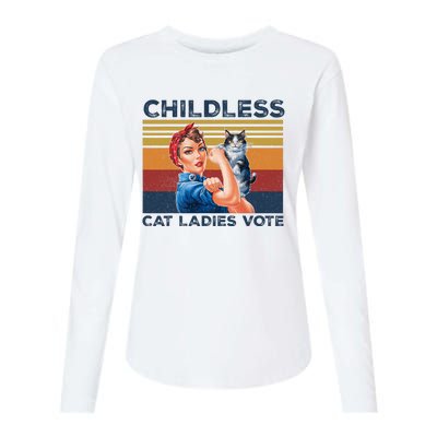 Funny Cat Childless Cat Ladies Vote The Riveter Retro Womens Cotton Relaxed Long Sleeve T-Shirt