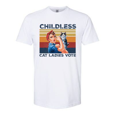 Funny Cat Childless Cat Ladies Vote The Riveter Retro Softstyle CVC T-Shirt