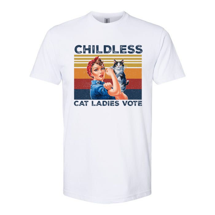 Funny Cat Childless Cat Ladies Vote The Riveter Retro Softstyle CVC T-Shirt