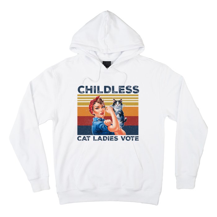 Funny Cat Childless Cat Ladies Vote The Riveter Retro Hoodie