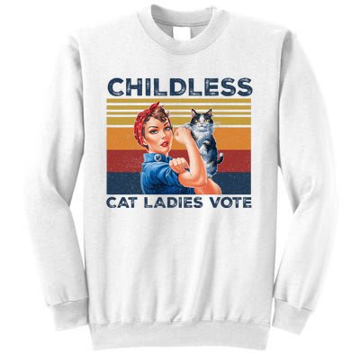 Funny Cat Childless Cat Ladies Vote The Riveter Retro Sweatshirt