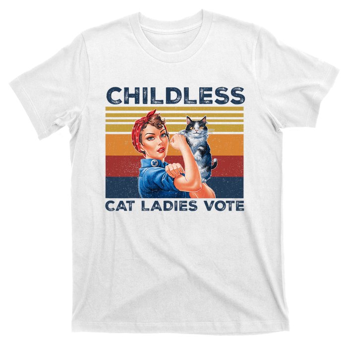 Funny Cat Childless Cat Ladies Vote The Riveter Retro T-Shirt