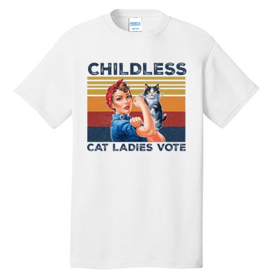 Funny Cat Childless Cat Ladies Vote The Riveter Retro Tall T-Shirt