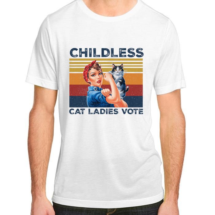 Funny Cat Childless Cat Ladies Vote The Riveter Retro Adult ChromaSoft Performance T-Shirt