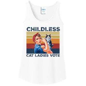 Funny Cat Childless Cat Ladies Vote The Riveter Retro Ladies Essential Tank