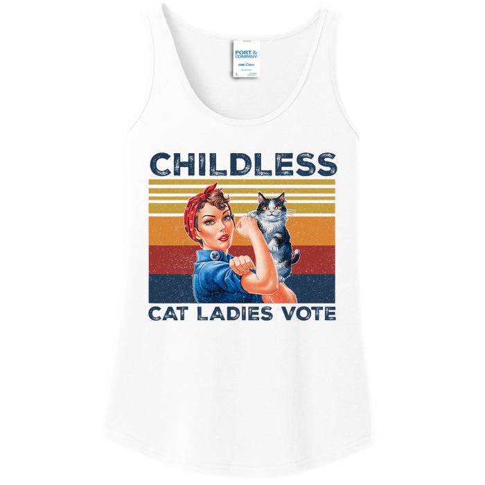 Funny Cat Childless Cat Ladies Vote The Riveter Retro Ladies Essential Tank