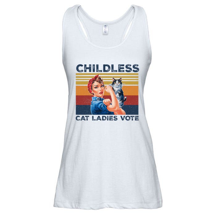 Funny Cat Childless Cat Ladies Vote The Riveter Retro Ladies Essential Flowy Tank