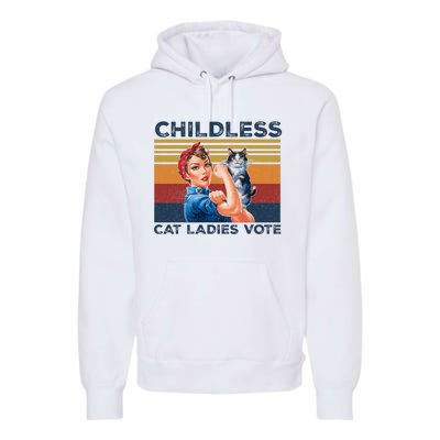 Funny Cat Childless Cat Ladies Vote The Riveter Retro Premium Hoodie