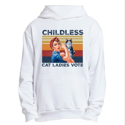 Funny Cat Childless Cat Ladies Vote The Riveter Retro Urban Pullover Hoodie