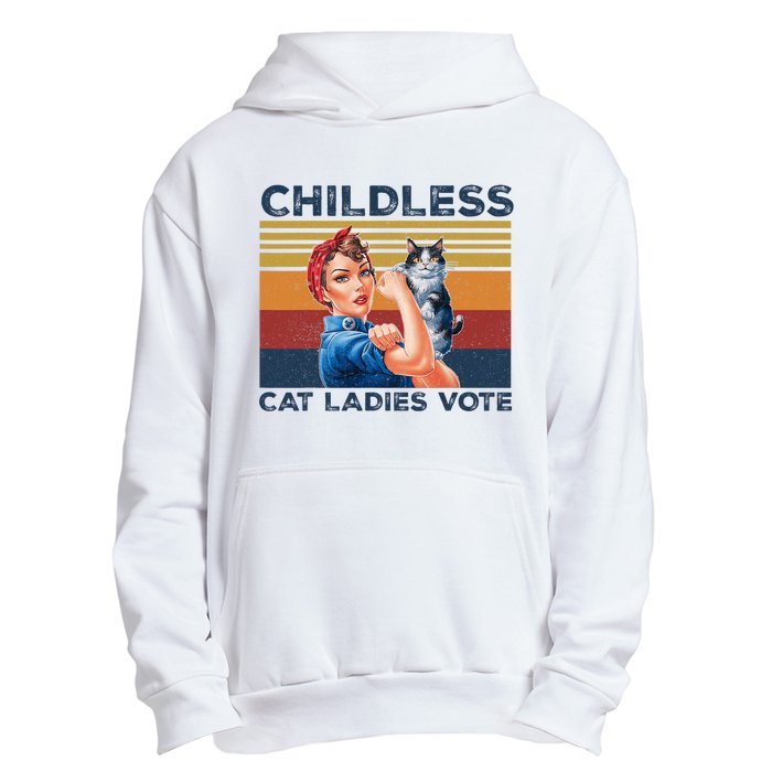 Funny Cat Childless Cat Ladies Vote The Riveter Retro Urban Pullover Hoodie