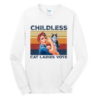 Funny Cat Childless Cat Ladies Vote The Riveter Retro Tall Long Sleeve T-Shirt