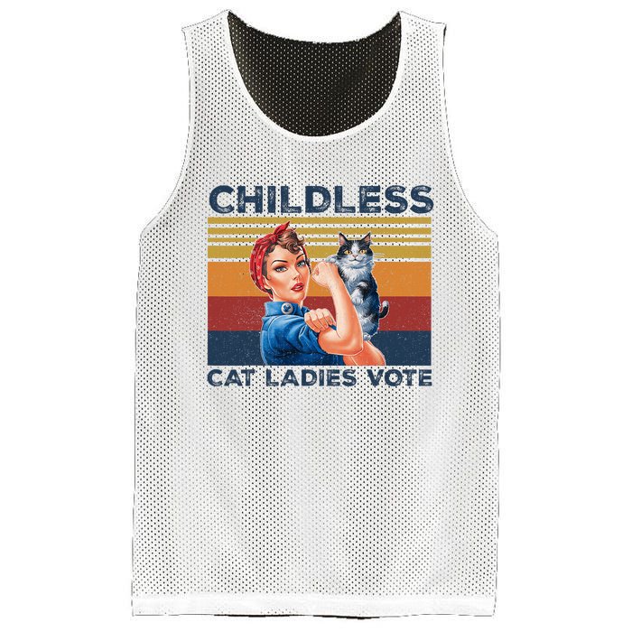 Funny Cat Childless Cat Ladies Vote The Riveter Retro Mesh Reversible Basketball Jersey Tank