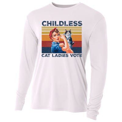 Funny Cat Childless Cat Ladies Vote The Riveter Retro Cooling Performance Long Sleeve Crew