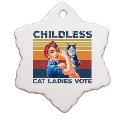 Funny Cat Childless Cat Ladies Vote The Riveter Retro Ceramic Star Ornament