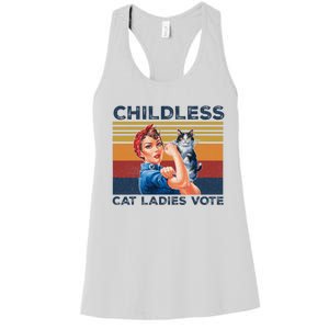 Funny Cat Childless Cat Ladies Vote The Riveter Retro Women's Racerback Tank