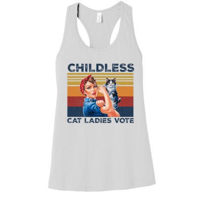 Funny Cat Childless Cat Ladies Vote The Riveter Retro Women's Racerback Tank