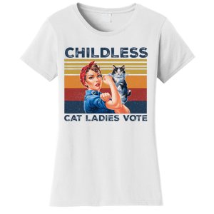 Funny Cat Childless Cat Ladies Vote The Riveter Retro Women's T-Shirt