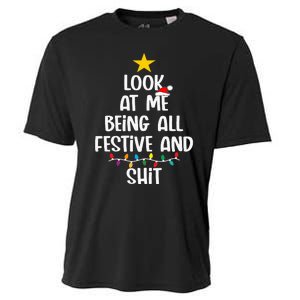 Funny Cat Christmas Look At Me Being All Festive Shit Xmas Cooling Performance Crew T-Shirt