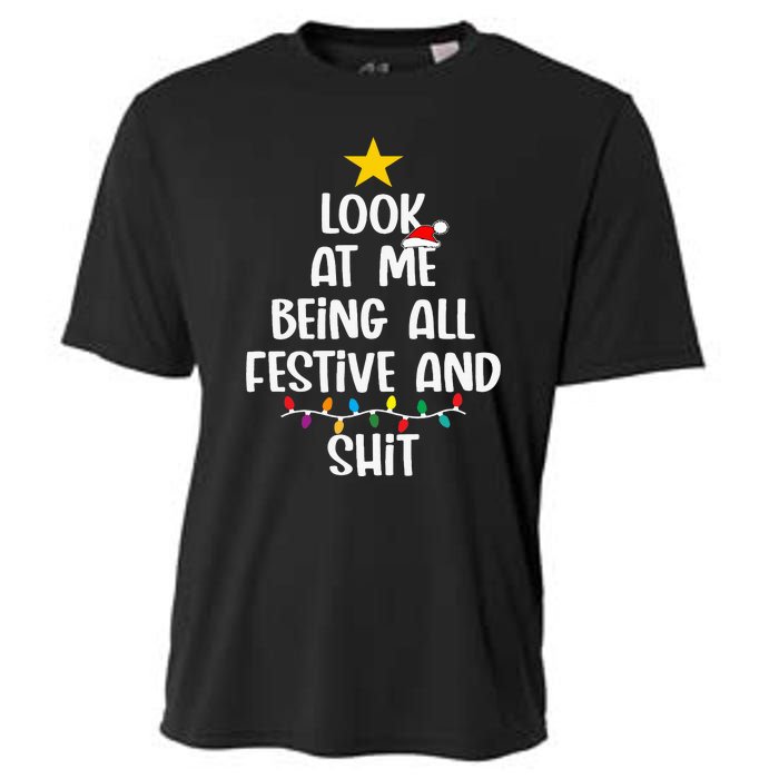 Funny Cat Christmas Look At Me Being All Festive Shit Xmas Cooling Performance Crew T-Shirt