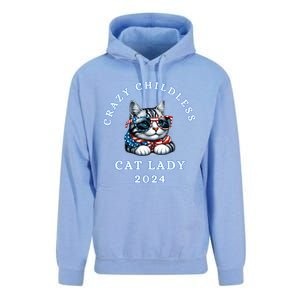 Funny Childless Crazy Cat Lady 2024 Crazy Cat Lady Unisex Surf Hoodie