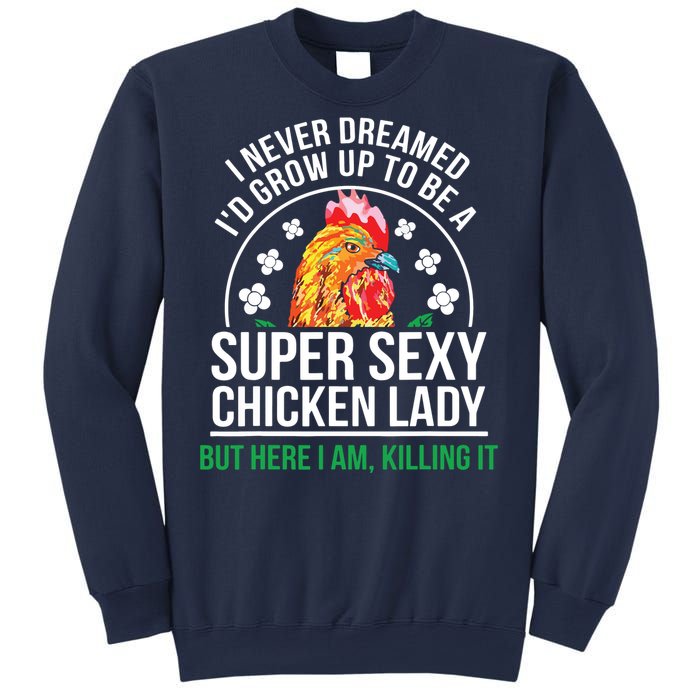 Funny Crazy Chicken Farmer Lady Women Sweatshirt