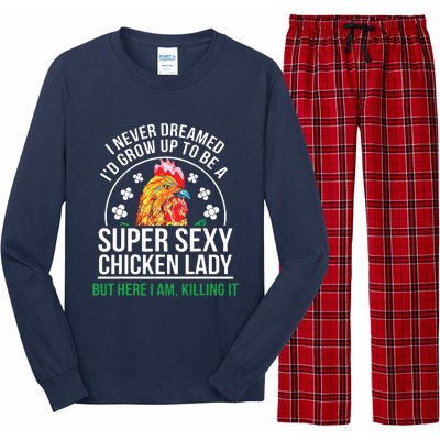 Funny Crazy Chicken Farmer Lady Women Long Sleeve Pajama Set