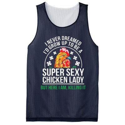 Funny Crazy Chicken Farmer Lady Women Mesh Reversible Basketball Jersey Tank