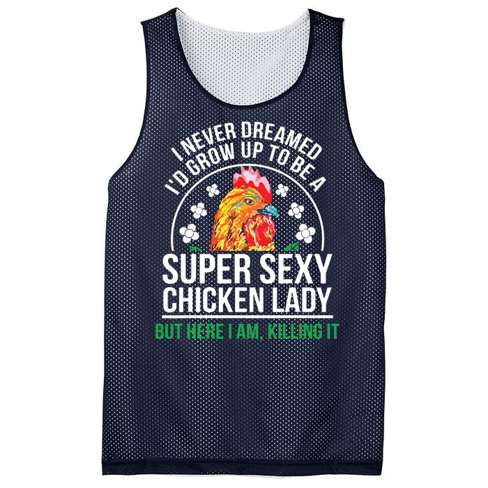 Funny Crazy Chicken Farmer Lady Women Mesh Reversible Basketball Jersey Tank