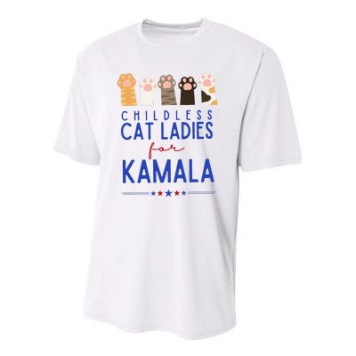 Funny Childless Cat Ladies For Kamala Harris 2024 President Gift Youth Performance Sprint T-Shirt